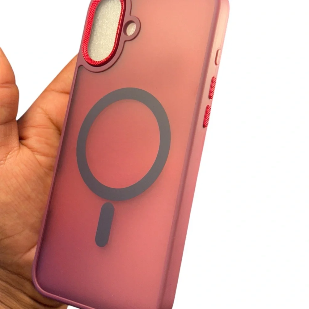 iPhone 16 Plus Case MagSafe Compatible – Matte Red Shockproof Slim Cover